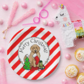 Assiettes En Carton Joyeux Noël 2 Goldendoodle (rouge doré) mignonne (Fête)