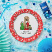Assiettes En Carton Joyeux Noël 2 Goldendoodle (rouge doré) mignonne (Fête)