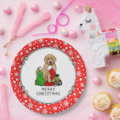 Assiettes En Carton Joyeux Noël 2 Goldendoodle (rouge doré) mignonne (Fête)