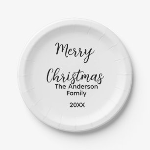 Assiettes En Carton Joyeux Noël ajoutez le nom de famille année texte 