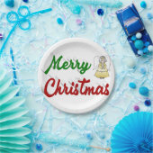 Assiettes En Carton Joyeux Noël Angel rouge vert script (Fête)