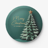 Assiettes En Carton Joyeux Noël Arbre magnifique Green Gold Party (Devant)