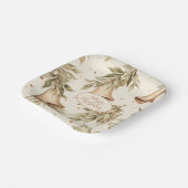 Assiettes En Carton Joyeux Noël avec des cloches rustiques et du feuil (Angulaire)