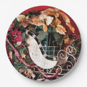 Assiettes En Carton Joyeux Noël avec Gold Sleigh (Devant)