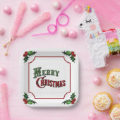 Assiettes En Carton Joyeux Noël avec Holly (Fête)