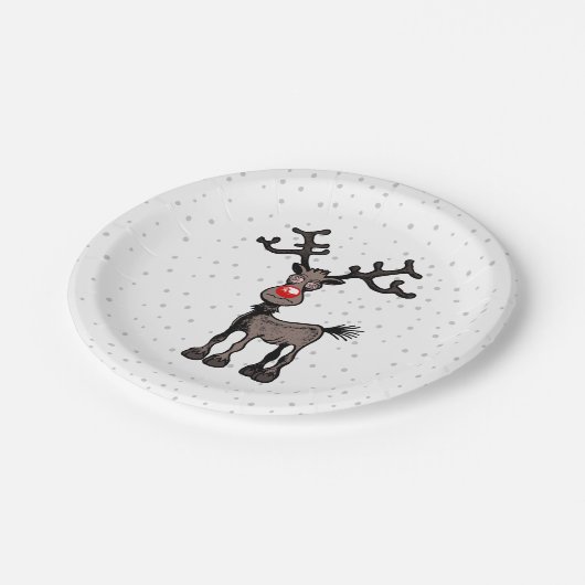 Assiettes En Carton Joyeux Noël avec Rudolph (Angle)