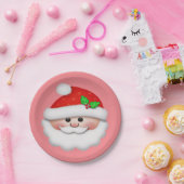 Assiettes En Carton Joyeux Noël avec visage Père Noël pour enfants (Fête)