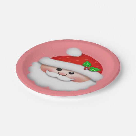Assiettes En Carton Joyeux Noël avec visage Père Noël pour enfants (Angle)