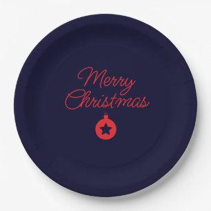 Assiettes En Carton Joyeux Noël Black Rock Bleu classique Unique