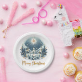 Assiettes En Carton Joyeux Noël bleu et or (Fête)