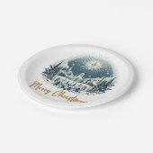 Assiettes En Carton Joyeux Noël bleu et or (Angle)