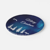 Assiettes En Carton Joyeux Noël bleu nuit forêt de lune (Angle)