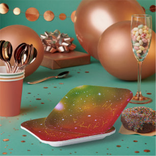 Assiettes En Carton Joyeux Noël Bright Stars Rainbow