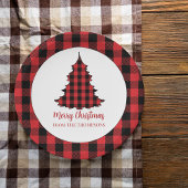 Assiettes En Carton Joyeux Noël Buffalo Check Motif