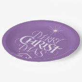 Assiettes En Carton Joyeux Noël Calligraphie Religieuse Chalk Purple (Angle)