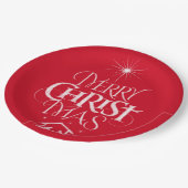 Assiettes En Carton Joyeux Noël Calligraphie religieuse Chalk Rouge (Angle)