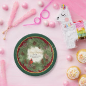 Assiettes En Carton Joyeux Noël Cardinaux Pine Cone Wreath (Fête)