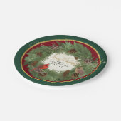Assiettes En Carton Joyeux Noël Cardinaux Pine Cone Wreath (Angle)