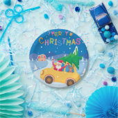 Assiettes En Carton Joyeux Noël Cartoon Père Noël Reindeer Car (Fête)