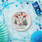Assiettes En Carton Joyeux Noël Casquette vache festive - (Fête)