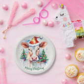 Assiettes En Carton Joyeux Noël Casquette vache festive - (Fête)