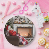 Assiettes En Carton Joyeux Noël Chaleureuse et confortable cheminée Pè (Fête)