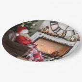 Assiettes En Carton Joyeux Noël Chaleureuse et confortable cheminée Pè (Angle)