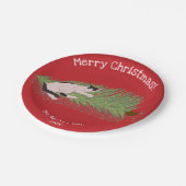 Assiettes En Carton Joyeux Noël ! Chat contre Sapin de Noël des Fêtes (Angle)