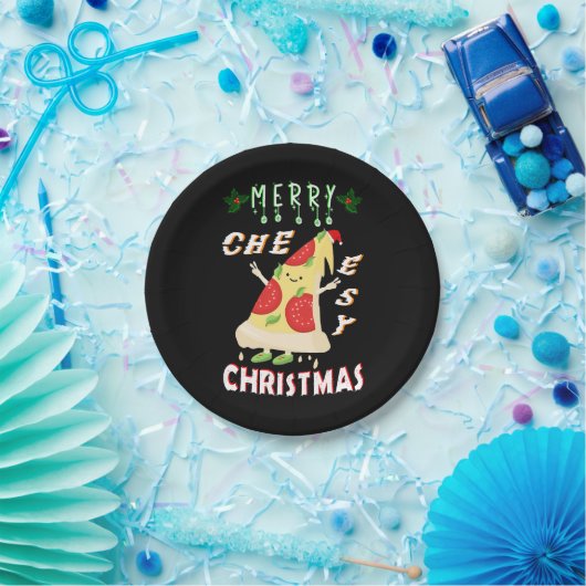 Assiettes En Carton Joyeux Noël Cheesy Noël Noël Père Noël Pizza Noël (Fête)