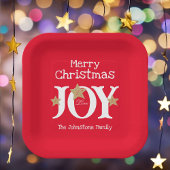 Assiettes En Carton Joyeux Noël Chic Script Élégant Noël Rouge