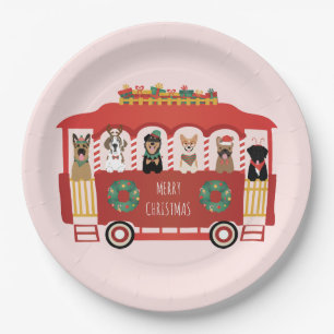 Assiettes En Carton Joyeux Noël Chiens de vacances Trolly