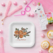 Assiettes En Carton Joyeux Noël Citrus Pine Russe Vacances (Fête)