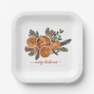 Assiettes En Carton Joyeux Noël Citrus Pine Russe Vacances