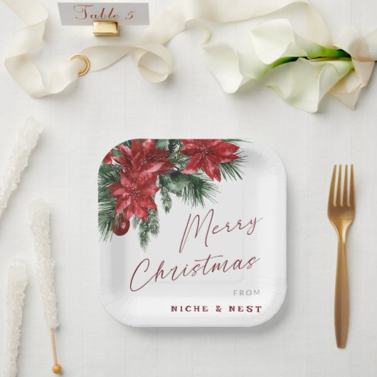 Assiettes En Carton Joyeux Noël classique Wreath fête de Noël (Mariage)