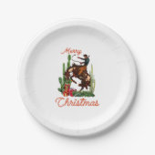 Assiettes En Carton Joyeux Noël Cowboy (Devant)