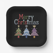 Assiettes En Carton Joyeux Noël Croix Noël Arbre Rétro (Recto)