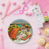 Assiettes En Carton Joyeux Noël de chat vintage (Fête)