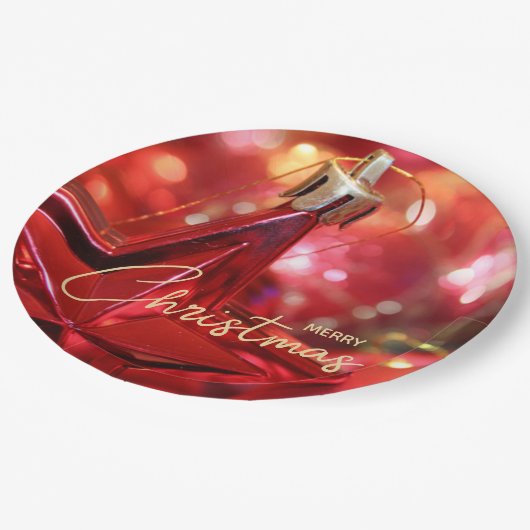Assiettes En Carton Joyeux Noël de l'ornement étoilé (Angle)