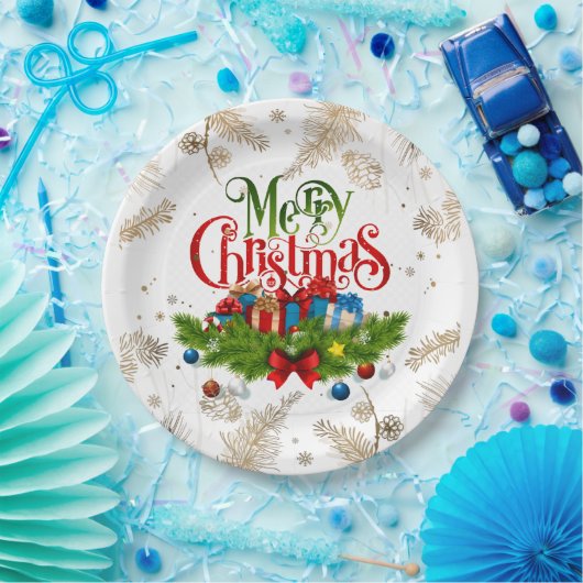 Assiettes En Carton Joyeux Noël, Design Décoratif, (Fête)