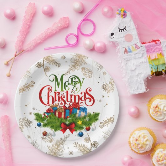 Assiettes En Carton Joyeux Noël, Design Décoratif, (Fête)