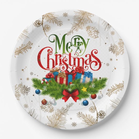 Assiettes En Carton Joyeux Noël, Design Décoratif, (Devant)