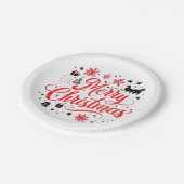 Assiettes En Carton Joyeux Noël Design moderne | Rouge et blanc (Angle)