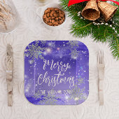 Assiettes En Carton Joyeux Noël d'hiver violet