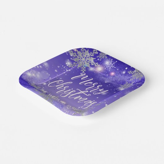 Assiettes En Carton Joyeux Noël d'hiver violet (Angulaire)