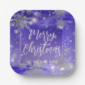 Assiettes En Carton Joyeux Noël d'hiver violet (Recto)