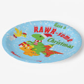 Assiettes En Carton Joyeux Noël Dinosaures (Angle)