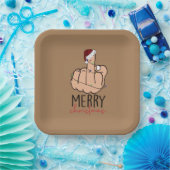 Assiettes En Carton Joyeux Noël donner le doigt (Fête)