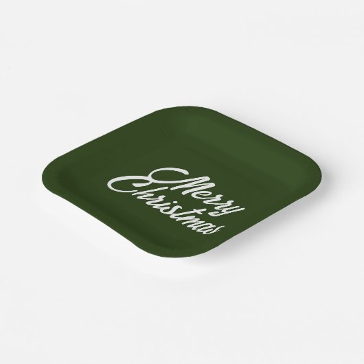 Assiettes En Carton Joyeux Noël en Forêt/Vert foncé (Angulaire)