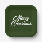 Assiettes En Carton Joyeux Noël en Forêt/Vert foncé (Recto)