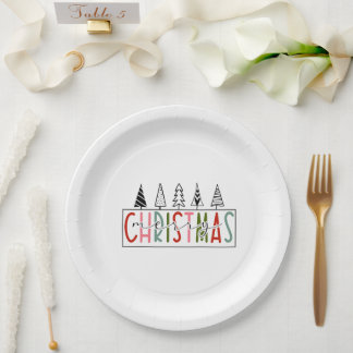 Assiettes En Carton Joyeux Noël en rouge rose Turquoise vert noir Text